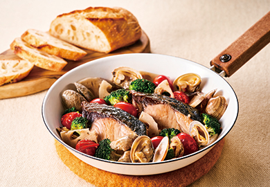 ぶりとれんこんのアクアパッツァ