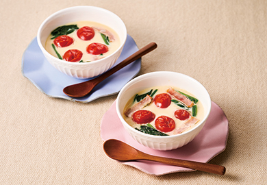 ほうれん草とトマトの茶碗蒸し