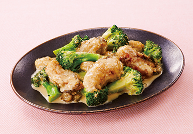 かきとブロッコリーのみそマヨ炒め