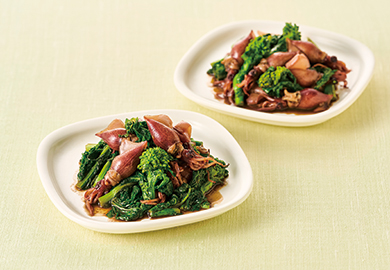 旬食材のバターじょうゆ炒め