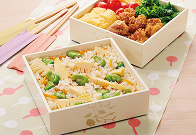 たけのことそら豆の炊き込みご飯