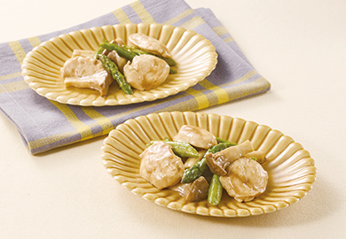 アスパラとささみのソースソテー